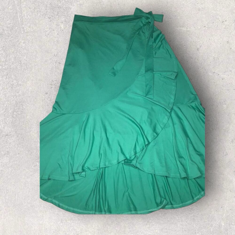Lularoe Bella Wrap Skirt 3XL NWT Green Solid HTF Unicorn Ruffle Casual Skirt